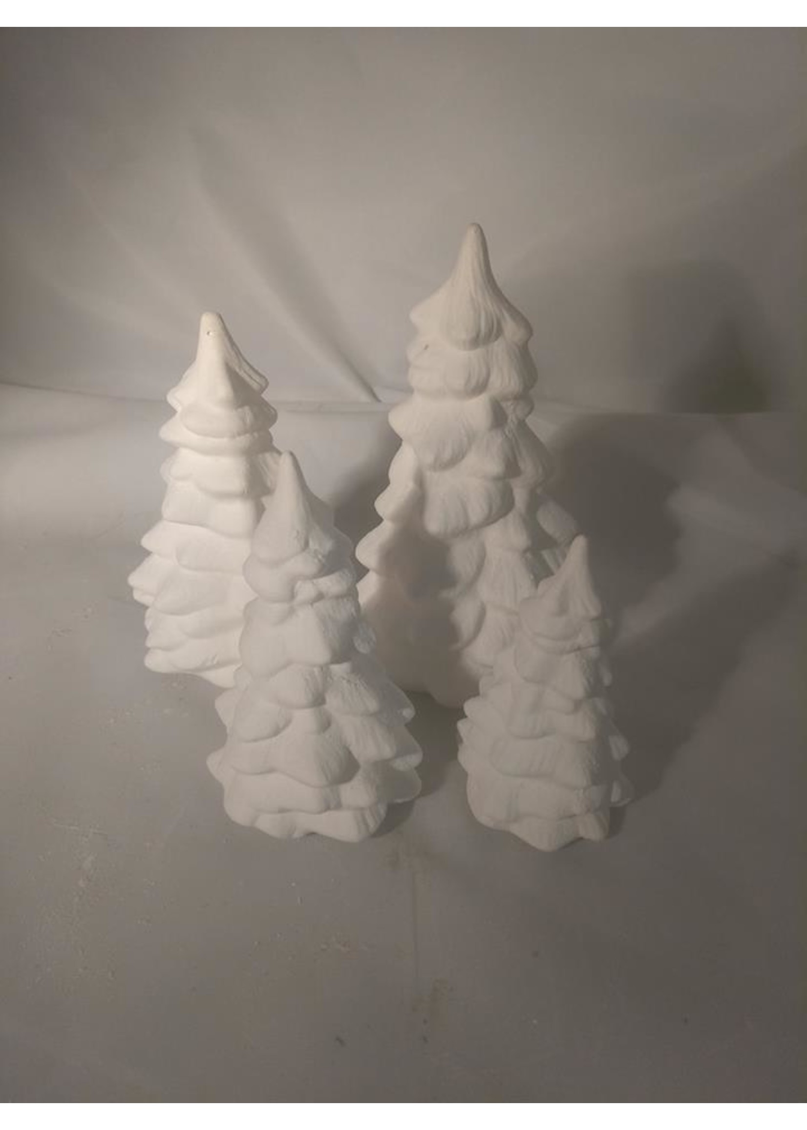 Creative Kreations Ceramics and Gifts Village Trees 2" to 6"Set of 4 Ceramic Bisque, Ready to Paint