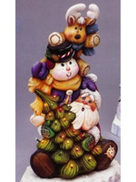 Creative Kreations Ceramics and Gifts Santa and Friends Stack with Christmas Tree Ceramic Bisque, Ready to Pain