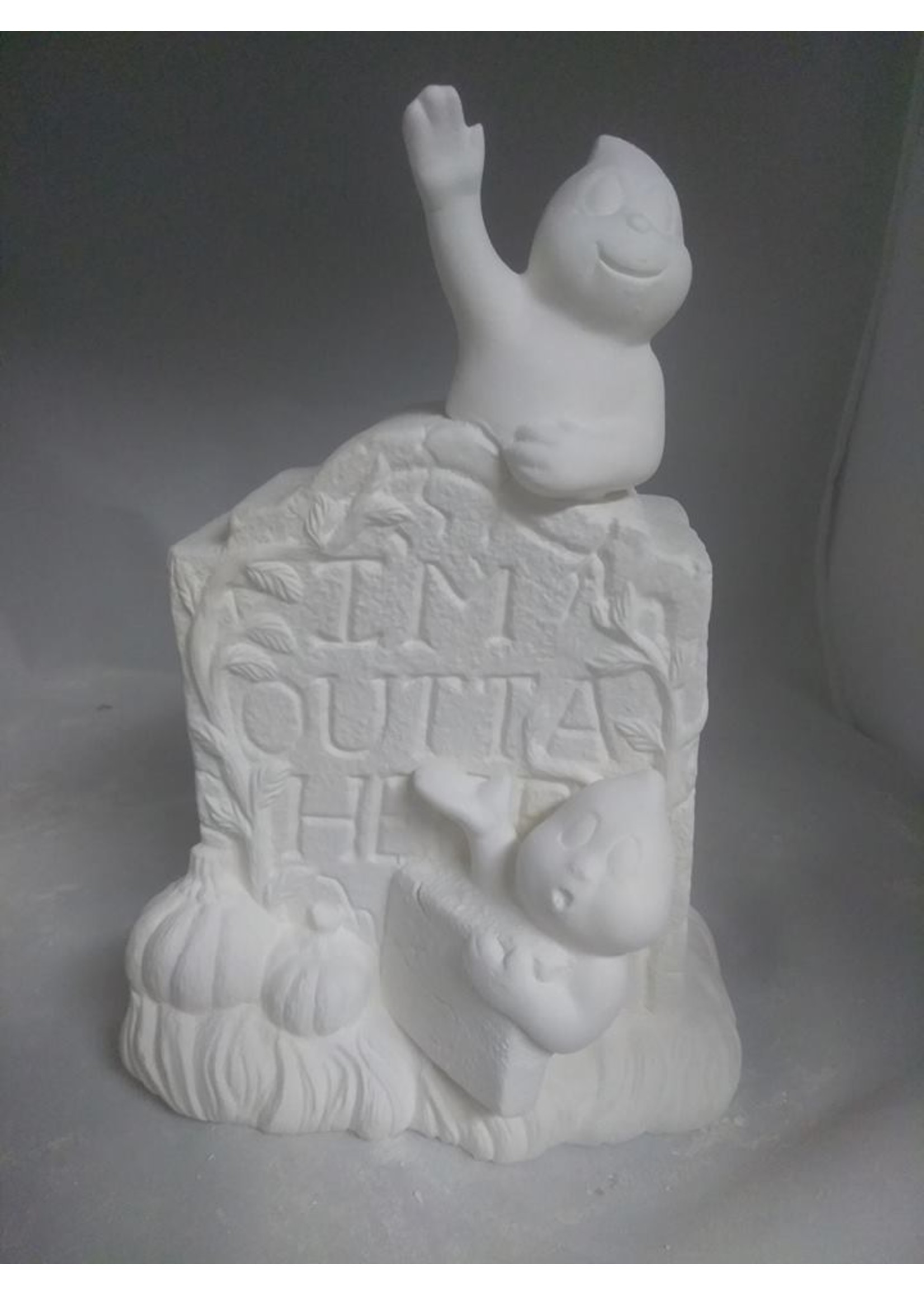 Creative Kreations Ceramics and Gifts Ghosts with Tombstone Ceramic Bisque, Ready to paint