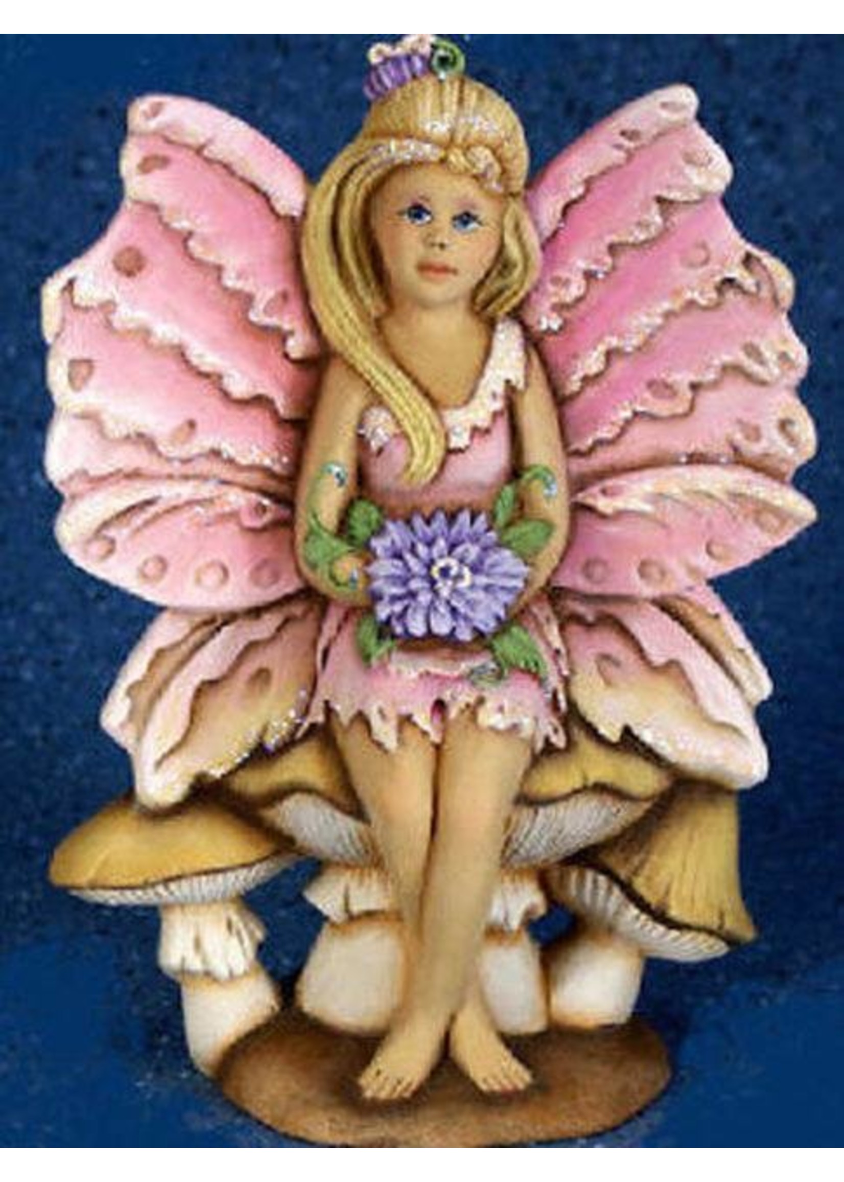 Creative Kreations Ceramics and Gifts Alexandra Fairy Sitting on Mushrooms 10 3/4" Ceramic Bisque, Ready to Paint