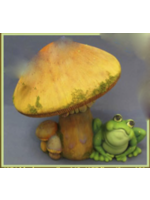Creative Kreations Ceramics and Gifts Mushroom with Frog 10" Ceramic Bisque, Ready to Paint
