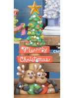 Creative Kreations Ceramics and Gifts Merry Christmas Cuddle Moose Post 15" H Ceramic Bisque, Ready to Paint