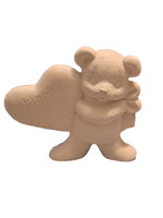 Creative Kreations Ceramics and Gifts Happy Fathers Day Bear Holding Heart 5" Ceramic Bisque, Ready to Paint