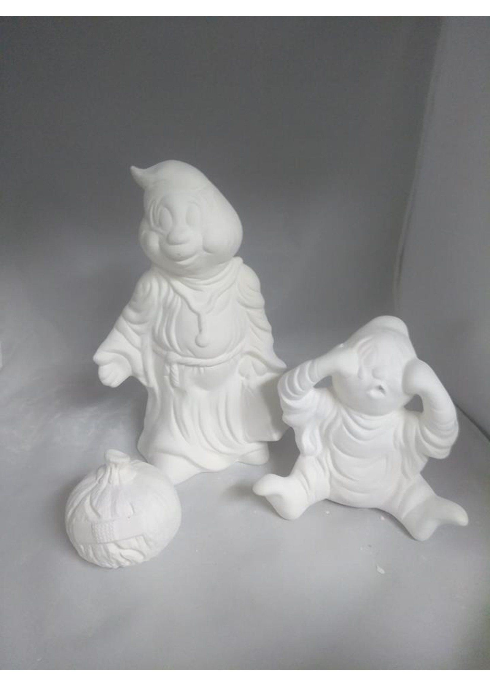 Creative Kreations Ceramics and Gifts Dr Boo Boo Ghost and Boo Baby with Pumpkin  Ceramic Bisque, Ready to Paint