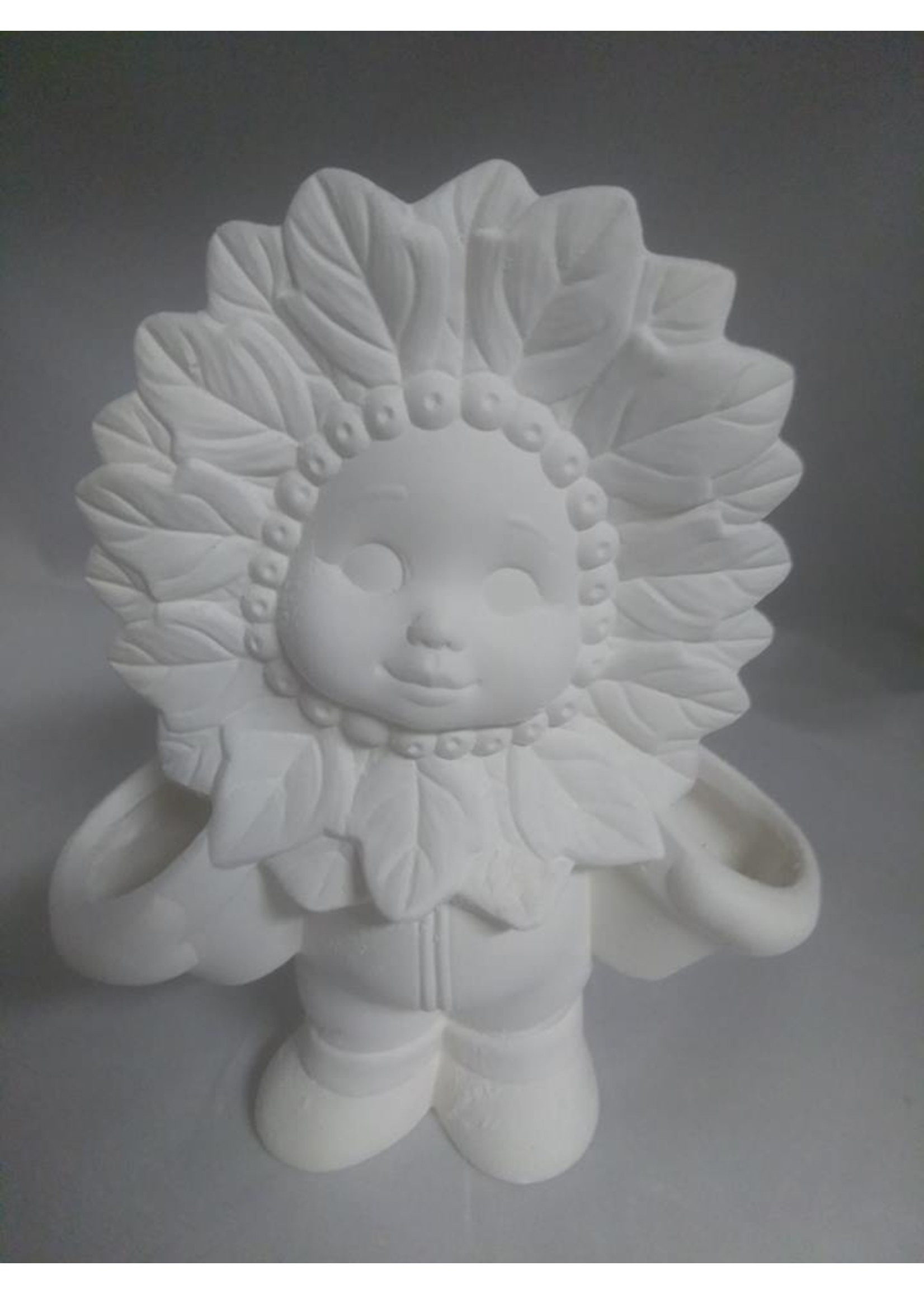 Creative Kreations Ceramics and Gifts Poinsettia Sweet Tot Holding Pots  7 1/2" Ceramic Bisque, Ready to Paint