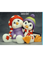 Creative Kreations Ceramics and Gifts Snowman and Penguin Cuddle 9 1/2" L Ceramic Bisque, Ready to Paint
