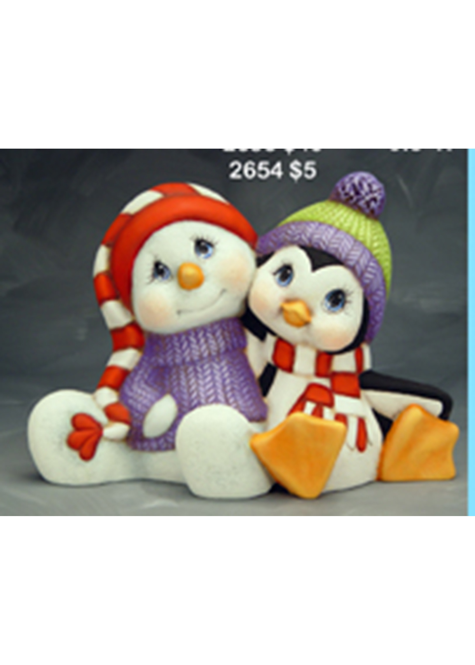 Creative Kreations Ceramics and Gifts Snowman and Penguin Cuddle 9 1/2" L Ceramic Bisque, Ready to Paint