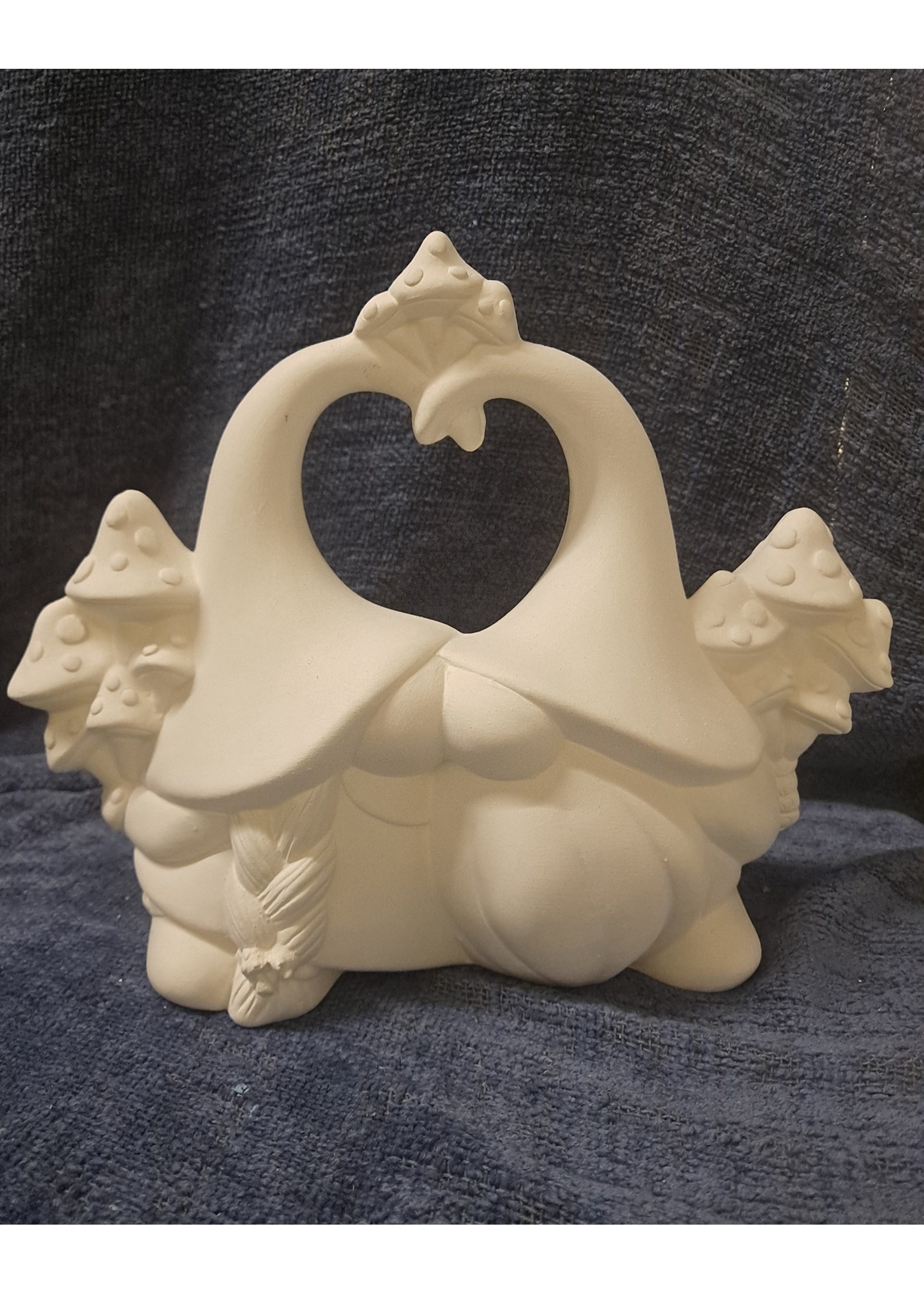 Creative Kreations Ceramics and Gifts Mushroom Lover  Gnomes 9" x 6" Ceramic Bisque, Ready to Paint