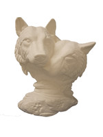 Creative Kreations Ceramics and Gifts Carved Wolf Pair 9" Ceramic Bisque, Ready to paint