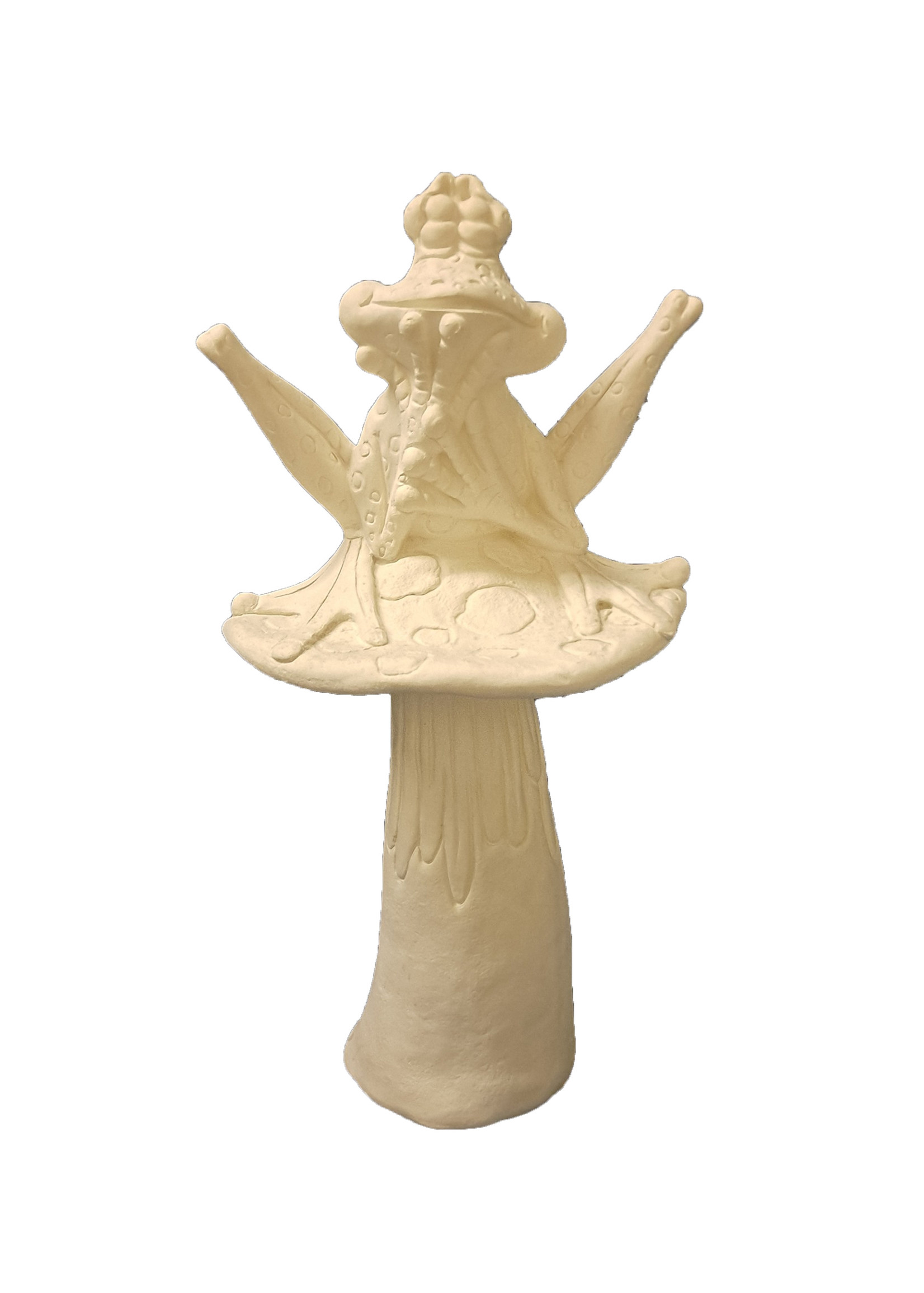 Creative Kreations Ceramics and Gifts Frog on Mushroom 12" Ready to Paint Ceramic Bisque