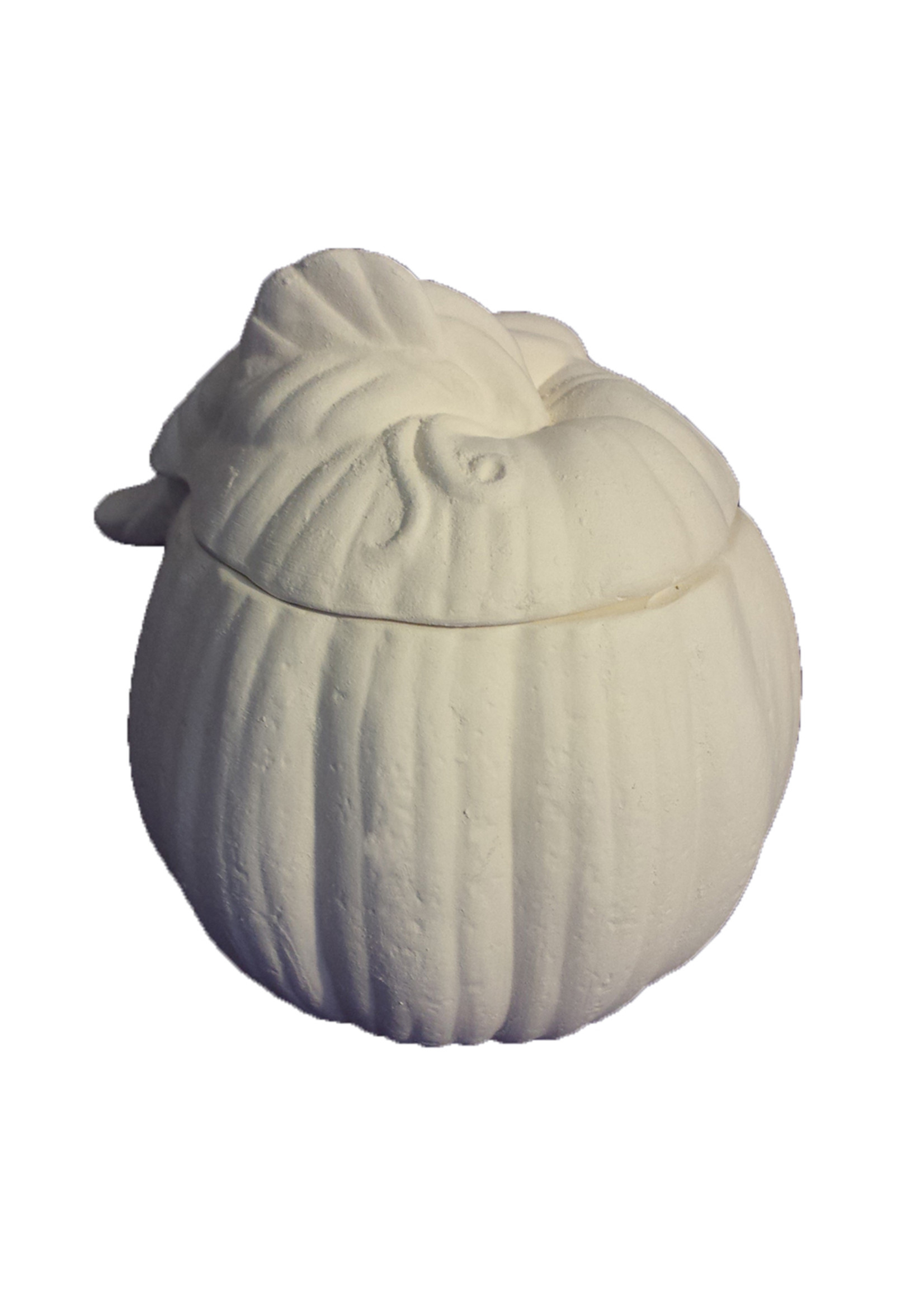 Creative Kreations Ceramics and Gifts Pumpkin Candy Container 6" x 4" Ceramic bisque, ready to paint, glazed inside