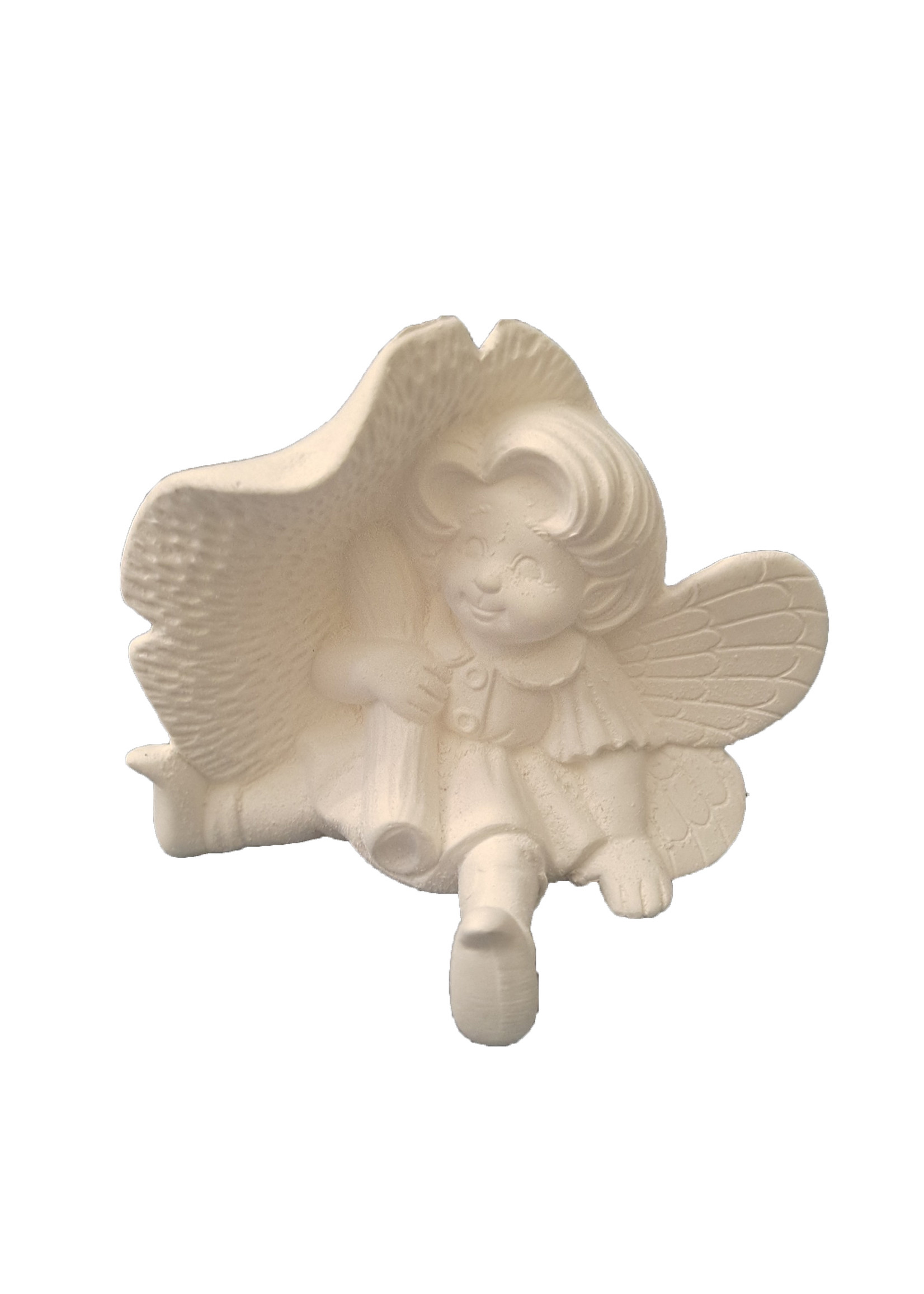 Creative Kreations Ceramics and Gifts Dew Drop Fairy with Mushroom 6" Ceramic Bisque, Ready to Paint