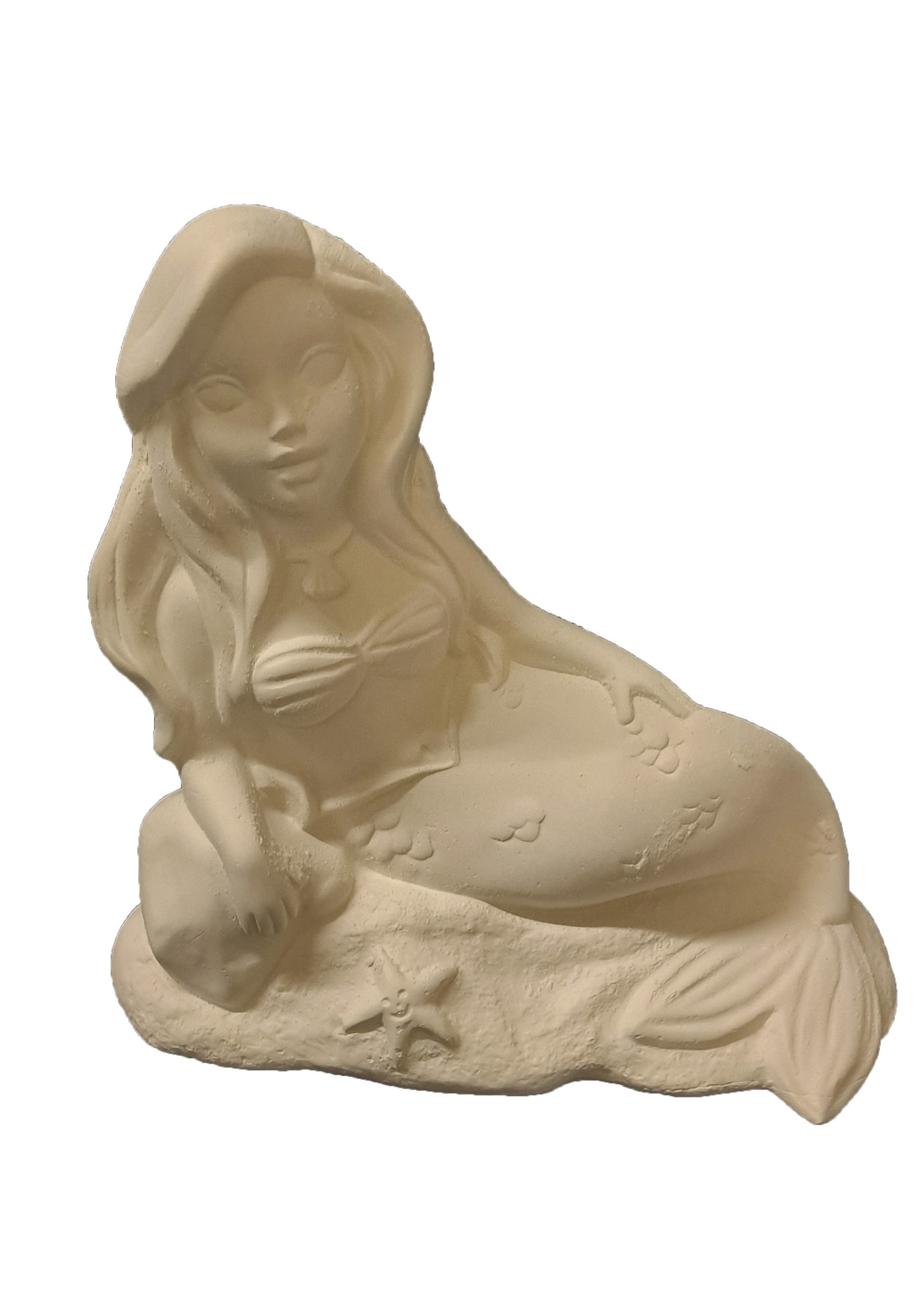 Creative Kreations Ceramics and Gifts Mermaid on Beach 7" Ceramic Bisque, Ready to Paint