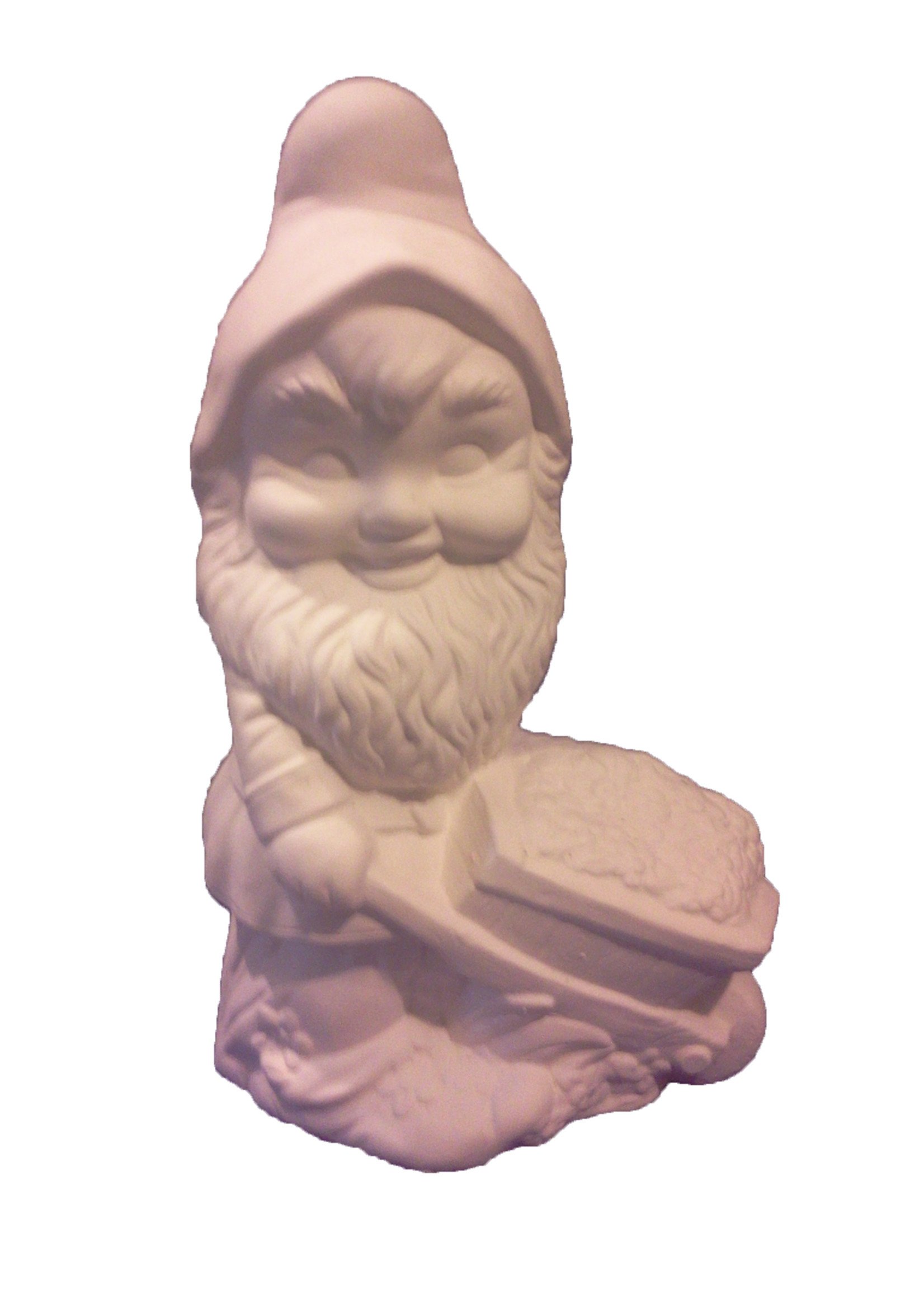 Creative Kreations Ceramics and Gifts Yard Garden Gnome 17" with Wheelbarrow ready to paint, ceramic bisque