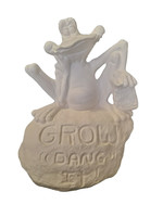 Creative Kreations Ceramics and Gifts Frog on Rock "Grow Dang It" 9" Ceramic Bisque, Ready to Paint
