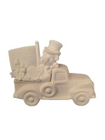 Creative Kreations Ceramics and Gifts Pick Up  Truck with 4th of July Sam Bear Insert 9.5" x 4.5" Ceramic Bisque, Ready to paint