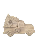 Creative Kreations Ceramics and Gifts Pick Up Truck 9.5" x 4.5" with Christmas Puppy Insert Ceramic Bisque, Ready to Paint
