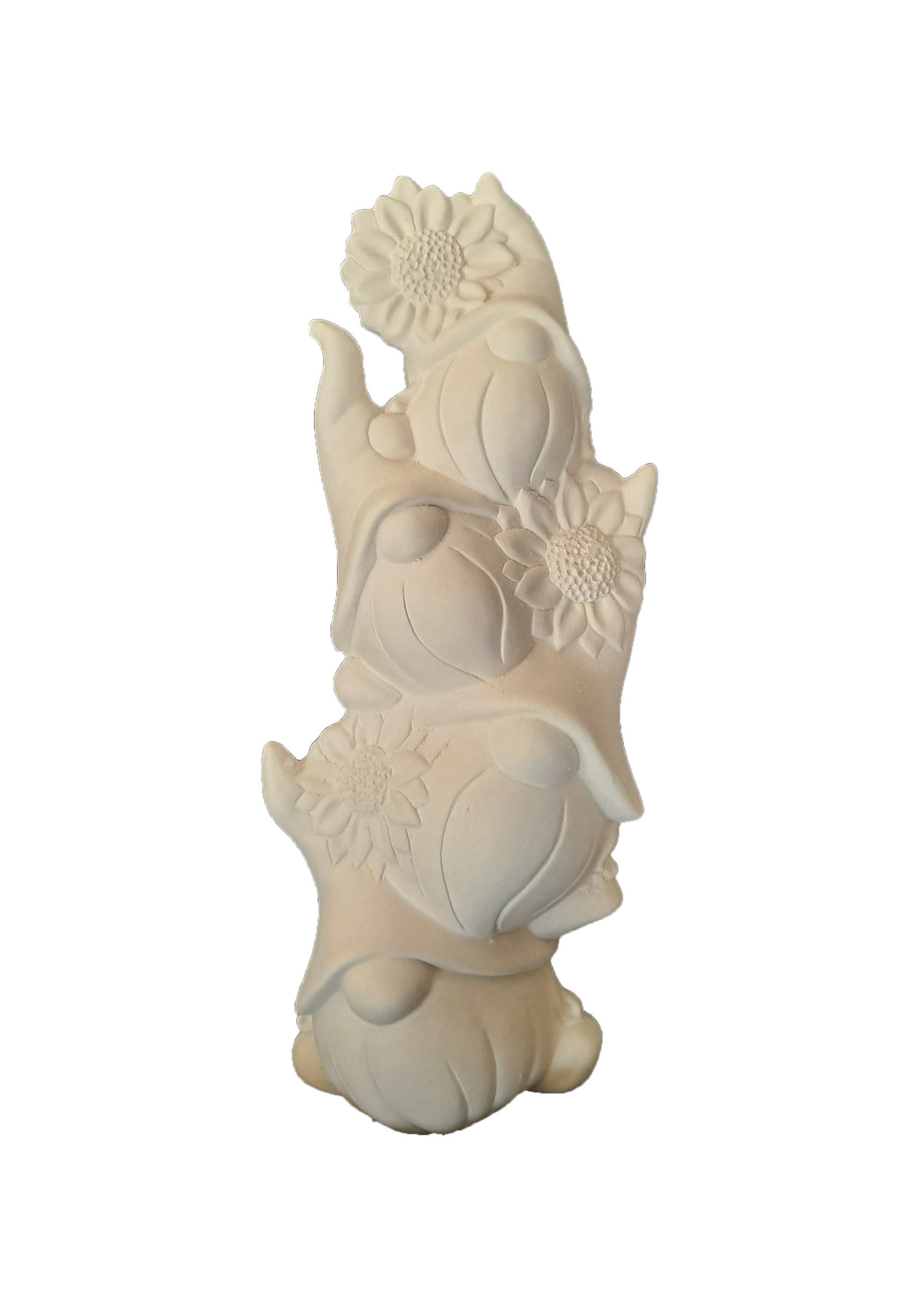 Creative Kreations Ceramics and Gifts Sunflower Gnome Stack 10.5" ceramic bisque ready to paint