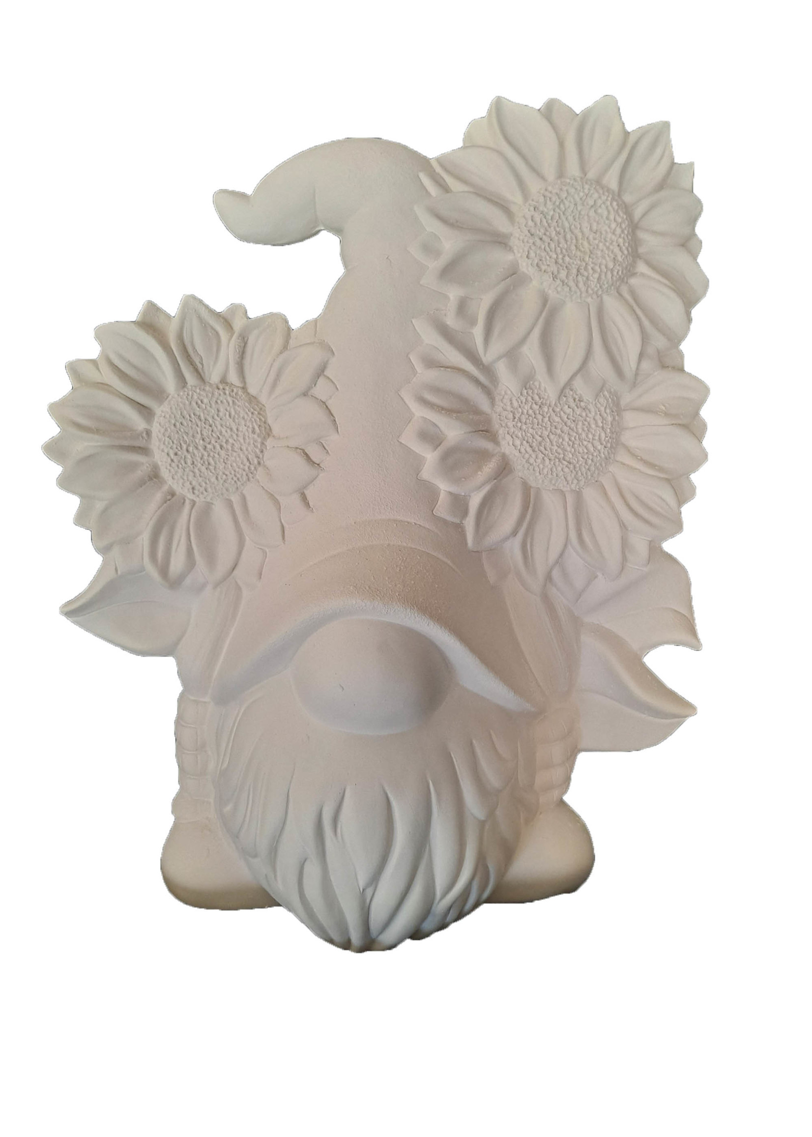 Creative Kreations Ceramics and Gifts Sven Sunflower Gnome 12Ceramic Bisque, Ready to Paint
