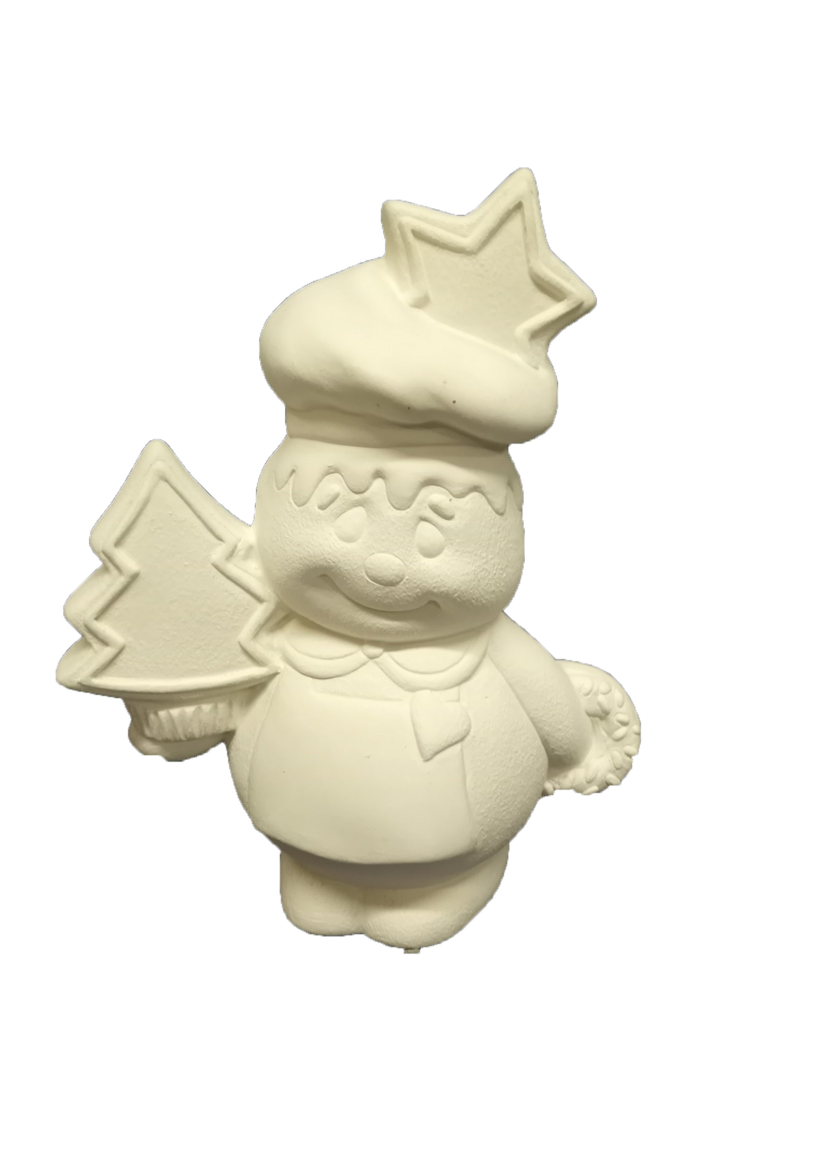 Creative Kreations Ceramics and Gifts Nutmeg Gingerbread with Tree 7" Ceramic Bisque, Ready to Paint