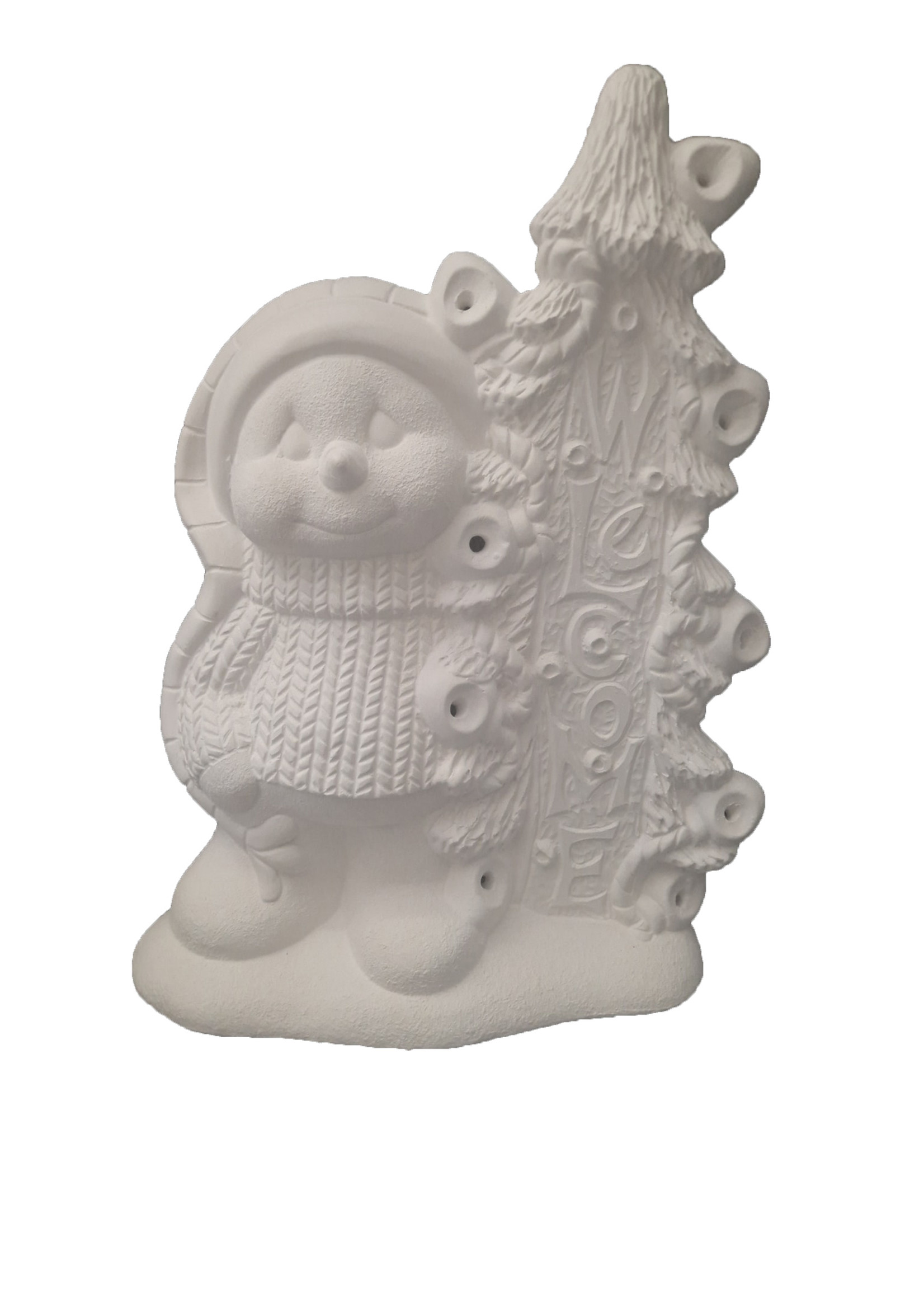 Creative Kreations Ceramics and Gifts Snowman Welcome 10" With Lights Ceramic Bisque Ready to paint