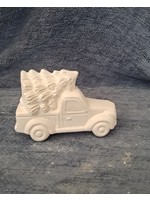 Creative Kreations Ceramics and Gifts Truck with Tree Ornament Ceramic Bisque, Ready to Paint