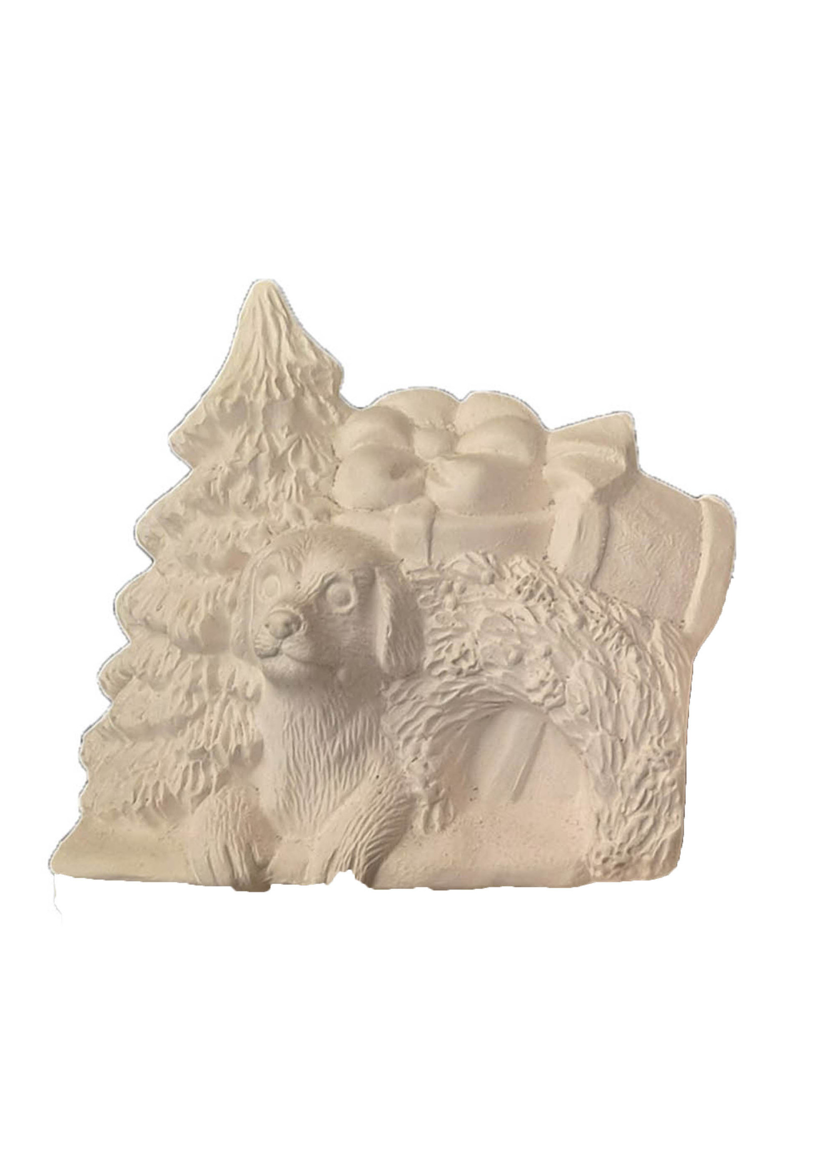 Creative Kreations Ceramics and Gifts Christmas Puppy for Pickup Insert 5" Ceramic Bisque, Ready to Paint