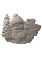 Creative Kreations Ceramics and Gifts Penguin with Tree Santa Stops here 9 1/4" with Light Kit Ceramic Bisque, Ready to Paint