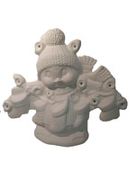 Creative Kreations Ceramics and Gifts Penguin with Stockings 11" with Light Kit Ceramic Bisque, Ready to Paint