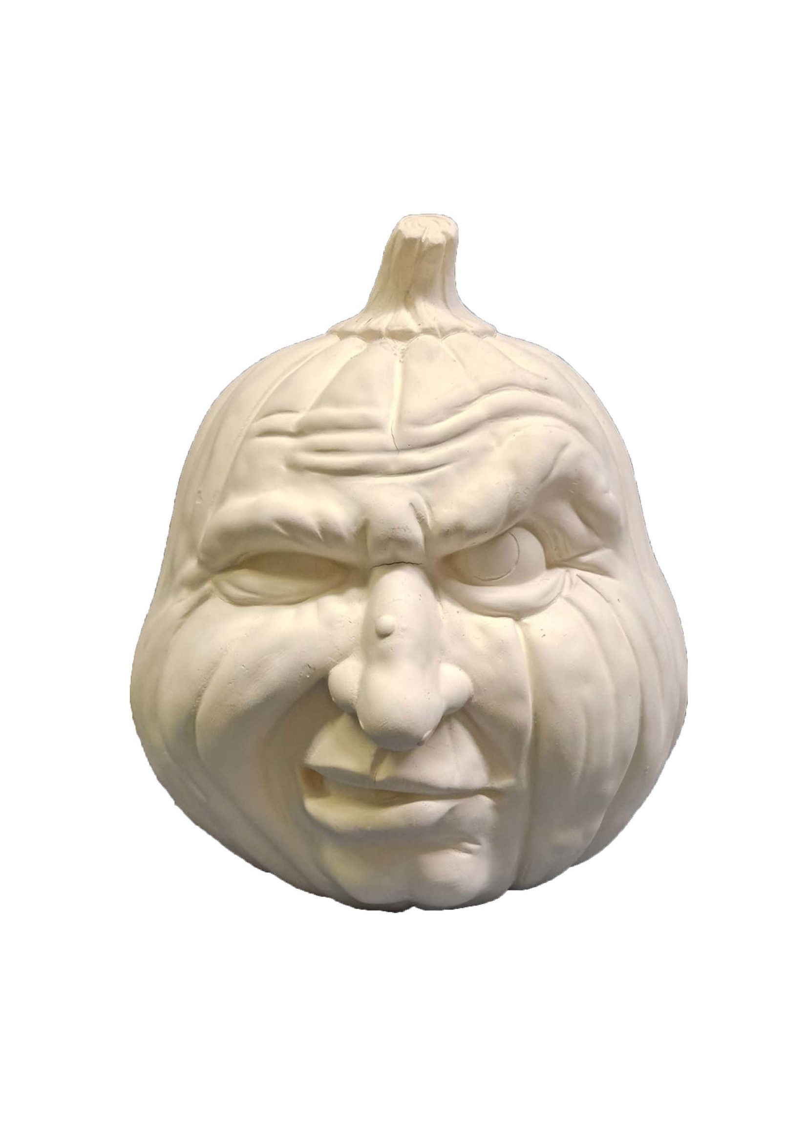 Creative Kreations Ceramics and Gifts Grumpy Face Pumpkin 9" Ceramic Bisque, Ready to Paint