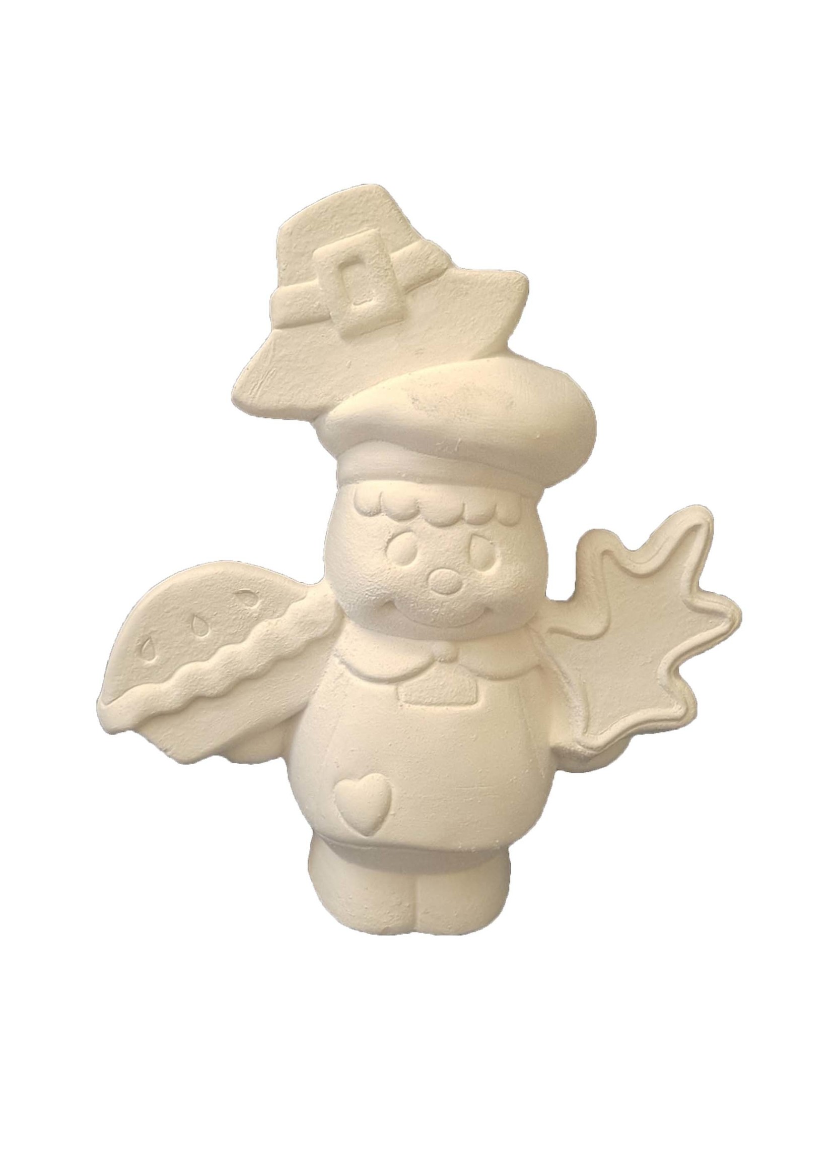 Creative Kreations Ceramics and Gifts Pilgrim Spice Gingerbread 6.5" Ceramic Bisque, Ready to Paint