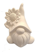 Creative Kreations Ceramics and Gifts Gnome with Sunflower 6" Ceramic Bisque, Ready to Paint