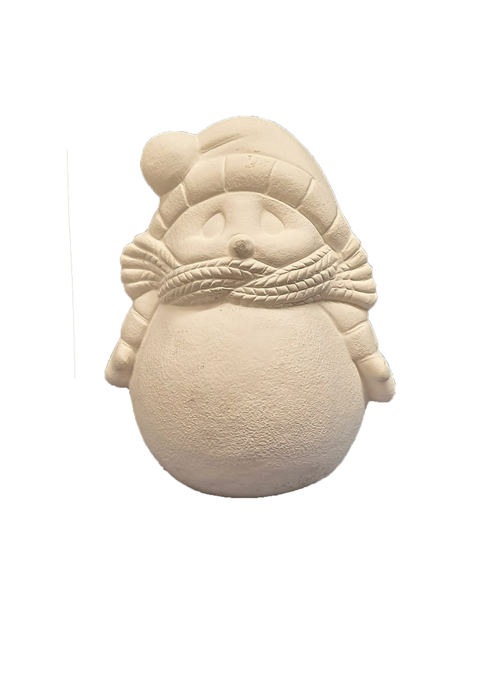 Creative Kreations Ceramics and Gifts Cuddle Up Snowman with Scarf Plain 5" Ceramic Bisque, Ready to Paint