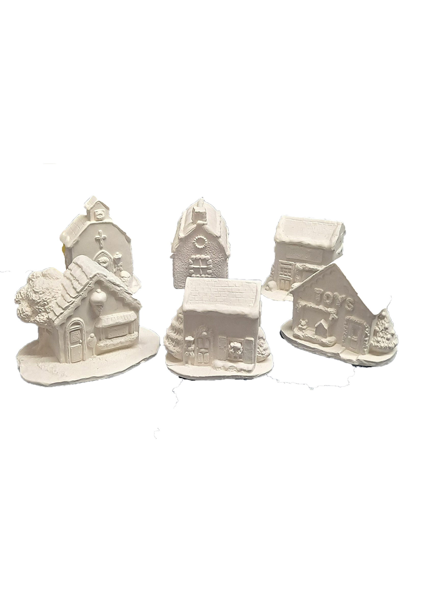 Christmas Candy Village Shops 5 set of 6 Ceramic Bisque Ready to Paint -  Creative Kreations Ceramics and Gifts