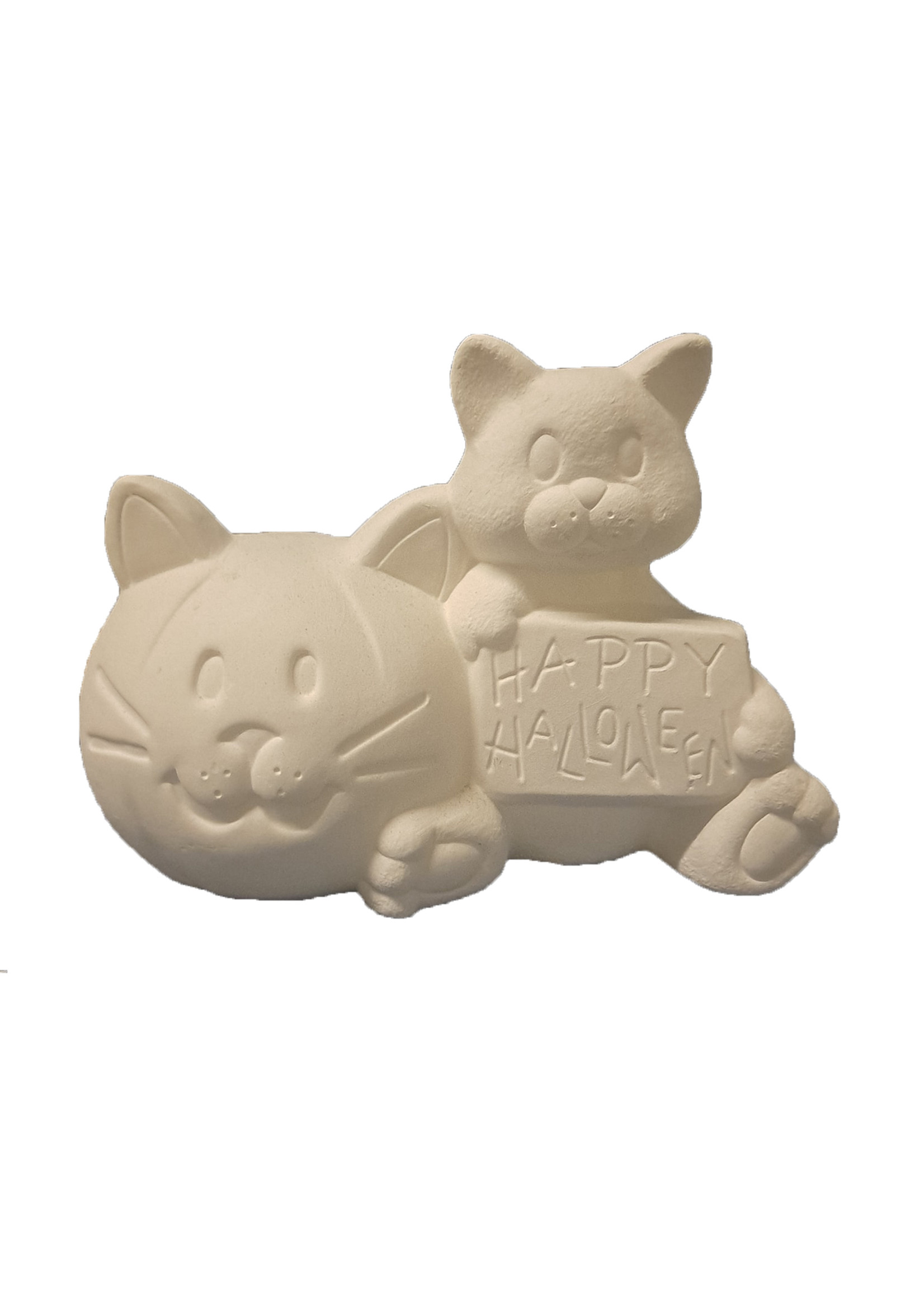 Creative Kreations Ceramics and Gifts Happy Halloween Kitty  5" x 8" Ceramic Bisque, Ready to Paint