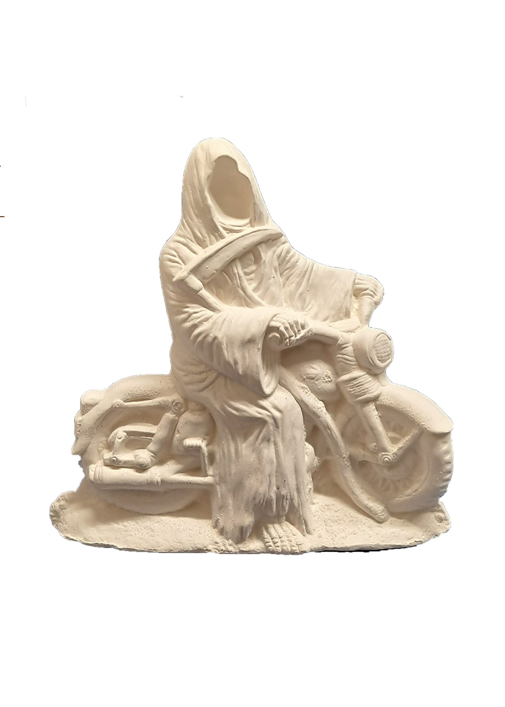 Creative Kreations Ceramics and Gifts Grim Reaper on Motorcycle 5" x 9" Ceramic Bisque, Ready to Paint