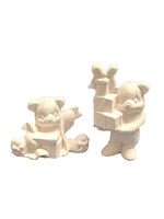 Creative Kreations Ceramics and Gifts Christmas Bears with Gifts 4" set of 2 Ceramic Bisque, Ready to Paint