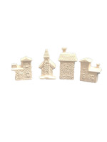 Creative Kreations Ceramics and Gifts Christmas VIllage House Ornaments 2" set of 4  Ceramic Bisque Ready to Paint