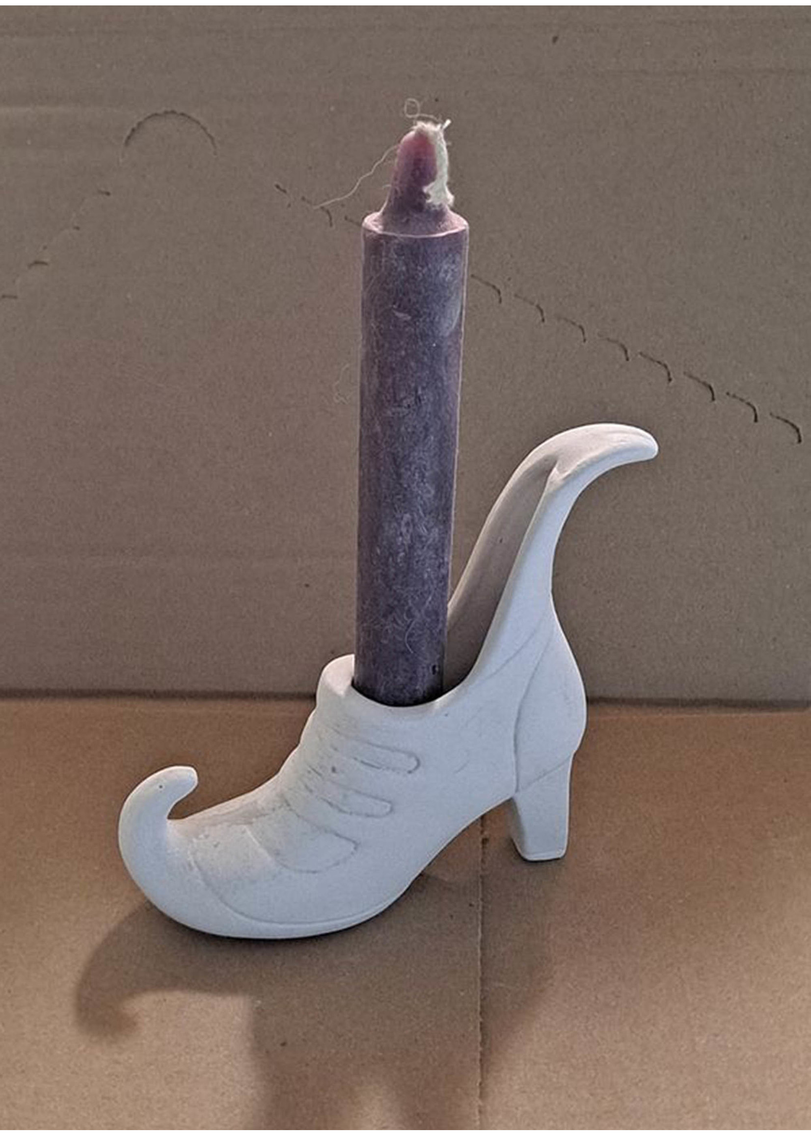 Creative Kreations Ceramics and Gifts Witch Shoe Candle Holder / Centerpiece 4.5" x 4.5" set of 2 Ceramic Bisque, Ready to Paint