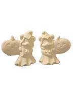 Creative Kreations Ceramics and Gifts Ghost Bear Holding Pumpkin Right 5"  set of 2 Ceramic Bisque, Ready to Paint