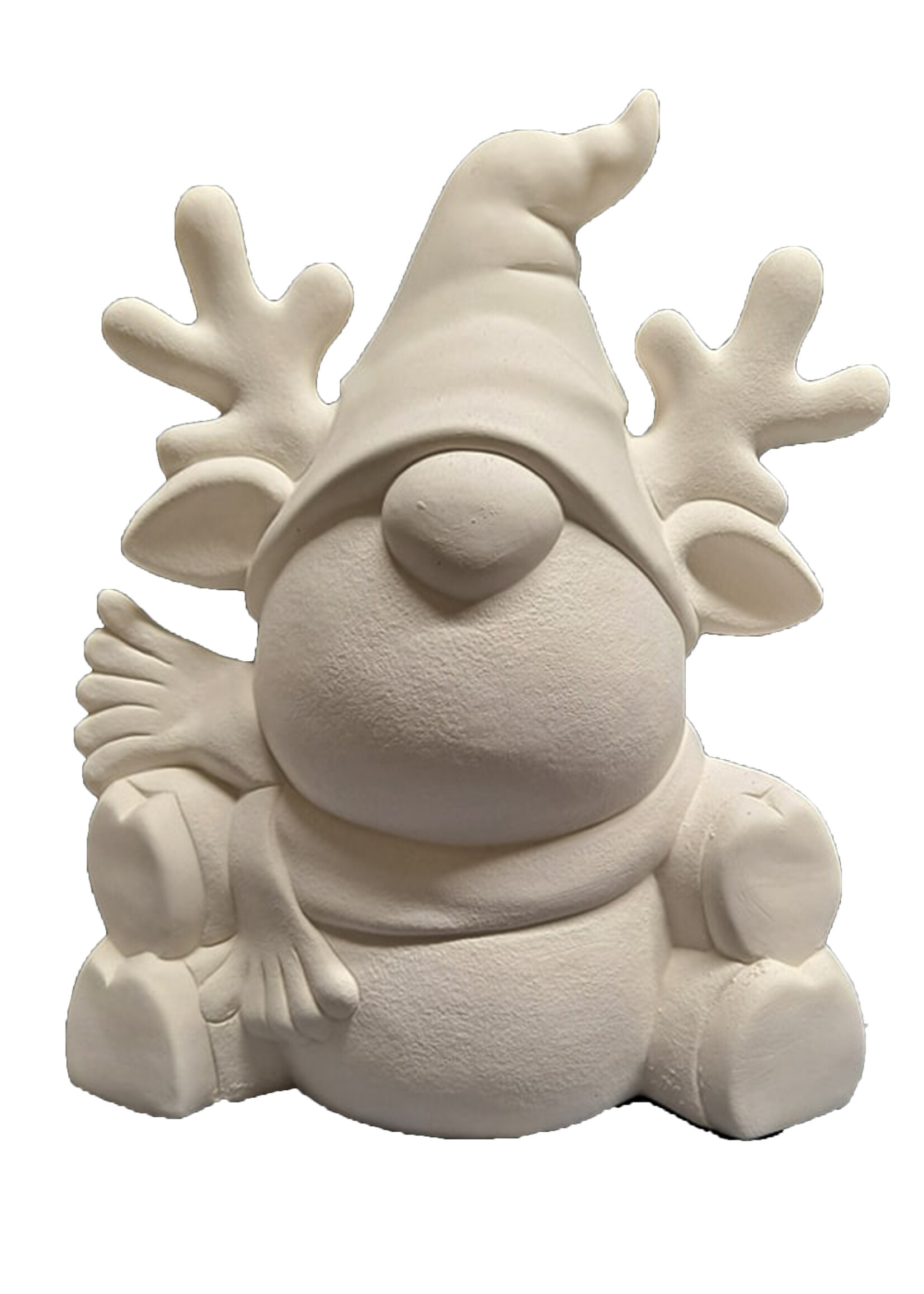 Creative Kreations Ceramics and Gifts Rudy Reindeer Gnome 10" Ceramic Bisque, Ready to Paint