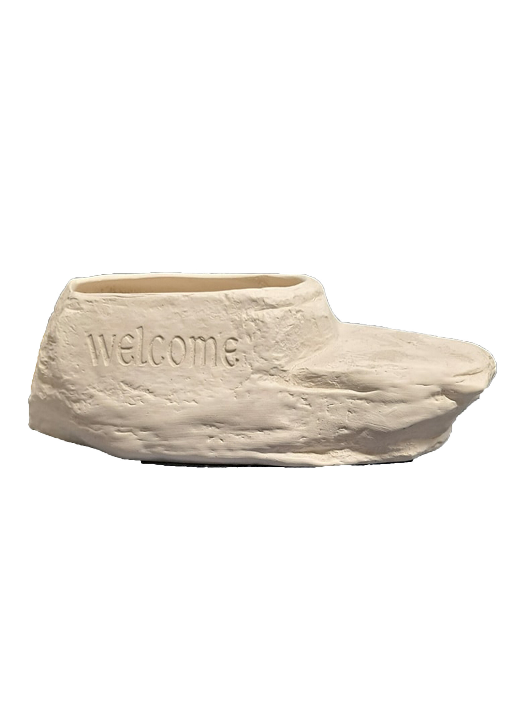 Creative Kreations Ceramics and Gifts Welcome Stone Planter 12" L x 4" T Ceramic Bisque