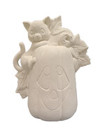 Creative Kreations Ceramics and Gifts Cat Climbing Pumpkin 10" T Ceramic Bisque, Ready to Paint