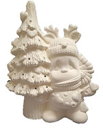 Creative Kreations Ceramics and Gifts Sweet Love Snowman with Tree 9.5" Ceramic Bisque  Ready to Paint