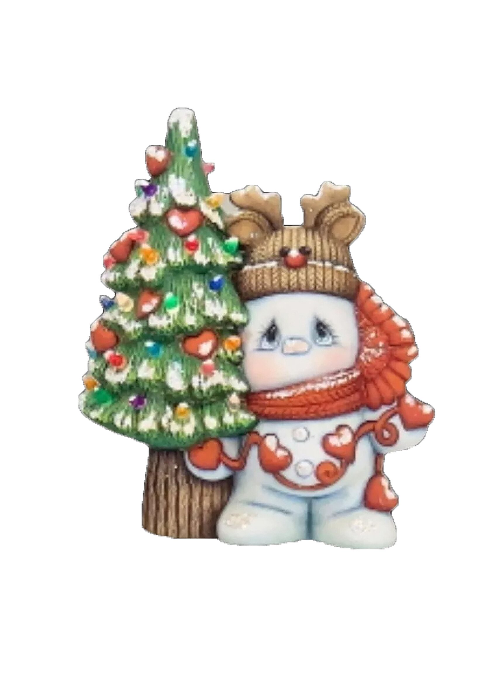 Creative Kreations Ceramics and Gifts Sweet Love Snowman with Tree 9.5" Ceramic Bisque  Ready to Paint