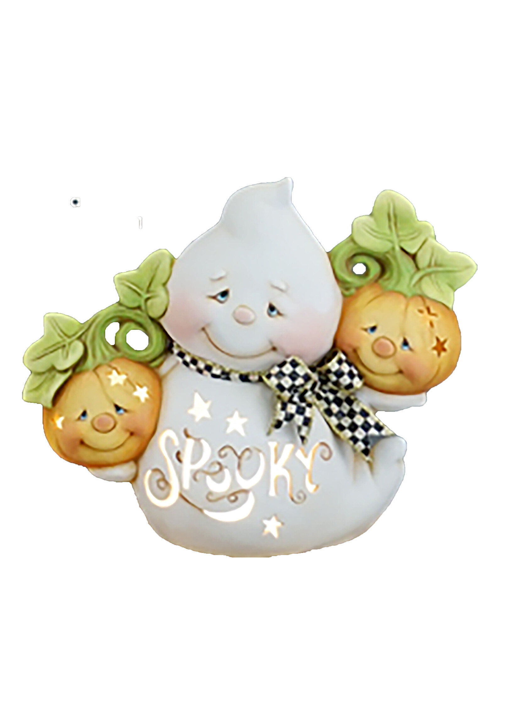 Creative Kreations Ceramics and Gifts Jack the Ghost with Pumpkin 9" x 10" Ceramic Bisque, Ready to Paint