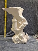 Creative Kreations Ceramics and Gifts Driftwood Dragon on Castle 13.5" Ceramic Bisque, Ready to Paint