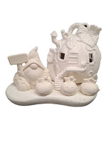Creative Kreations Ceramics and Gifts Pumpkin House with Gnome Halloween 6 piece scene Ceramic Bisque, Ready  to paint