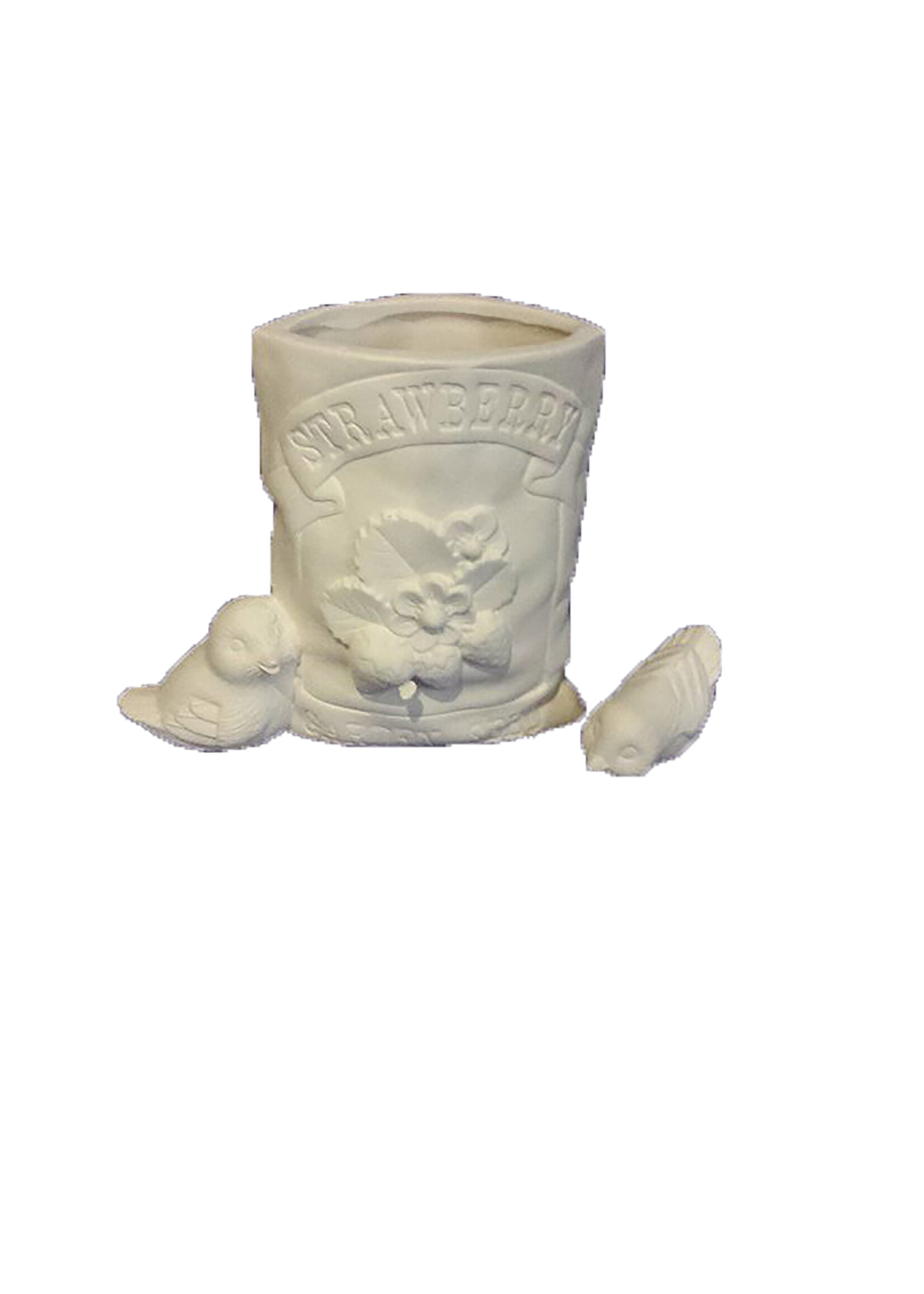 Strawberry Seed Packet Vase 6" glazed inside ready to paint