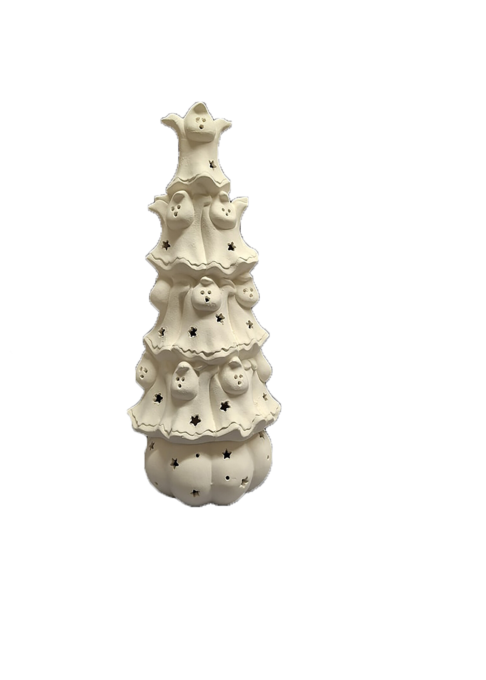 Creative Kreations Ceramics and Gifts Marshmellow Ghost Stack Tree ceramic bisque, ready to paint